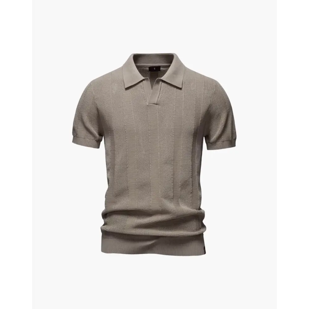 Textured Knit Polo Shirt - Beige / XS