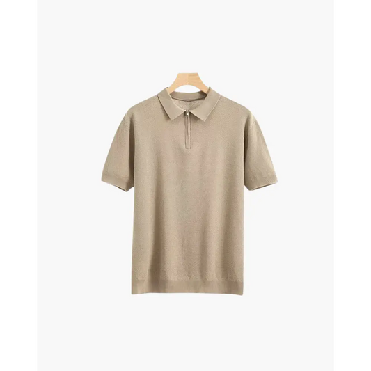 Valencia Zip Polo Shirt - Beige / S