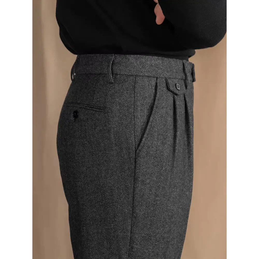 Wool Blend Pleated Trousers