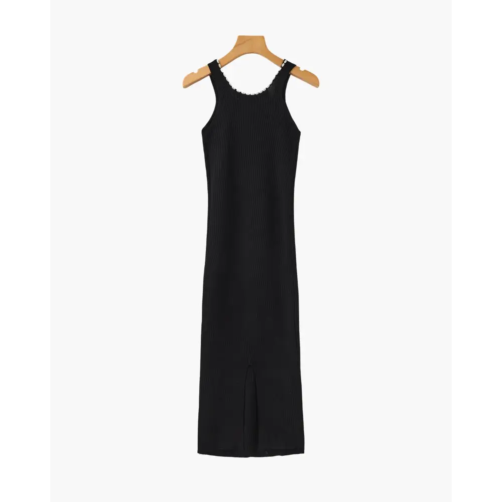 Black Pearl Trim Maxi Dress