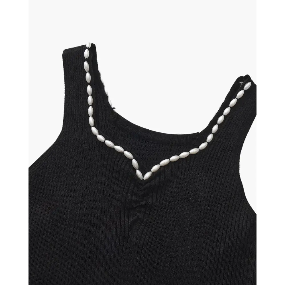 Black Pearl Trim Maxi Dress