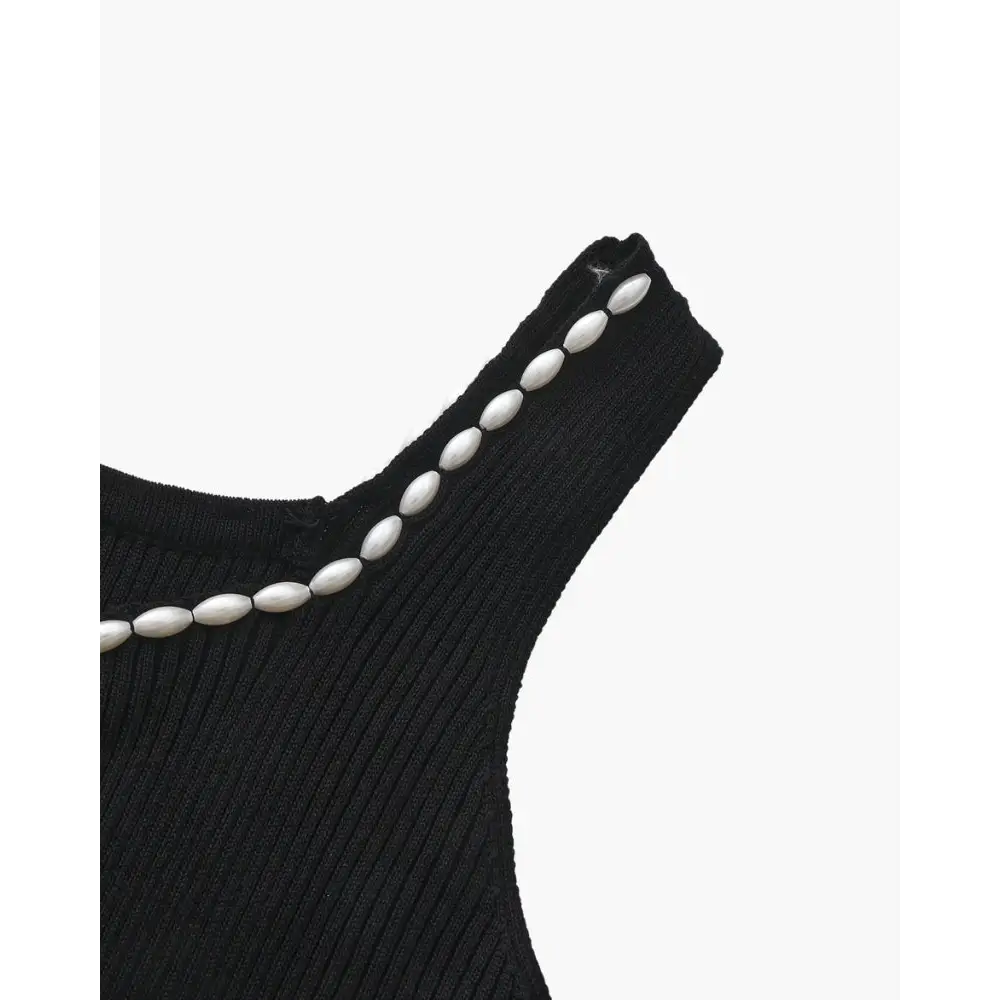 Black Pearl Trim Maxi Dress