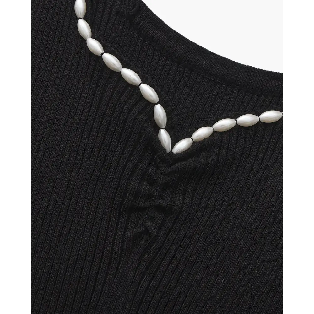 Black Pearl Trim Maxi Dress