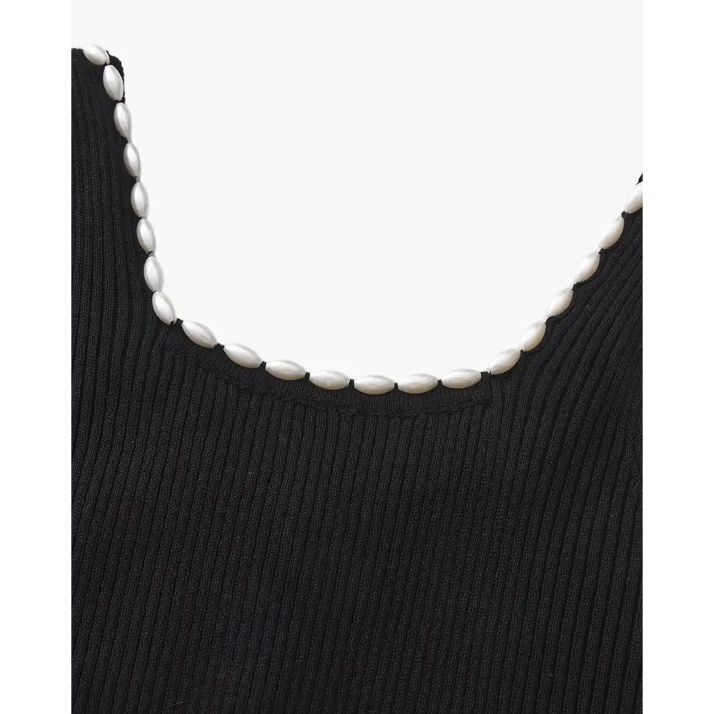 Black Pearl Trim Maxi Dress