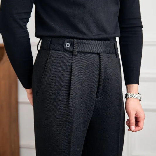 Black Sartorial Pleated Trousers