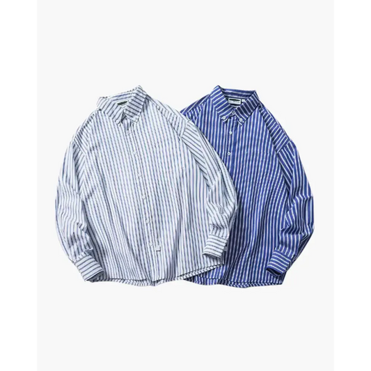 Blue Striped Cotton Overshirt