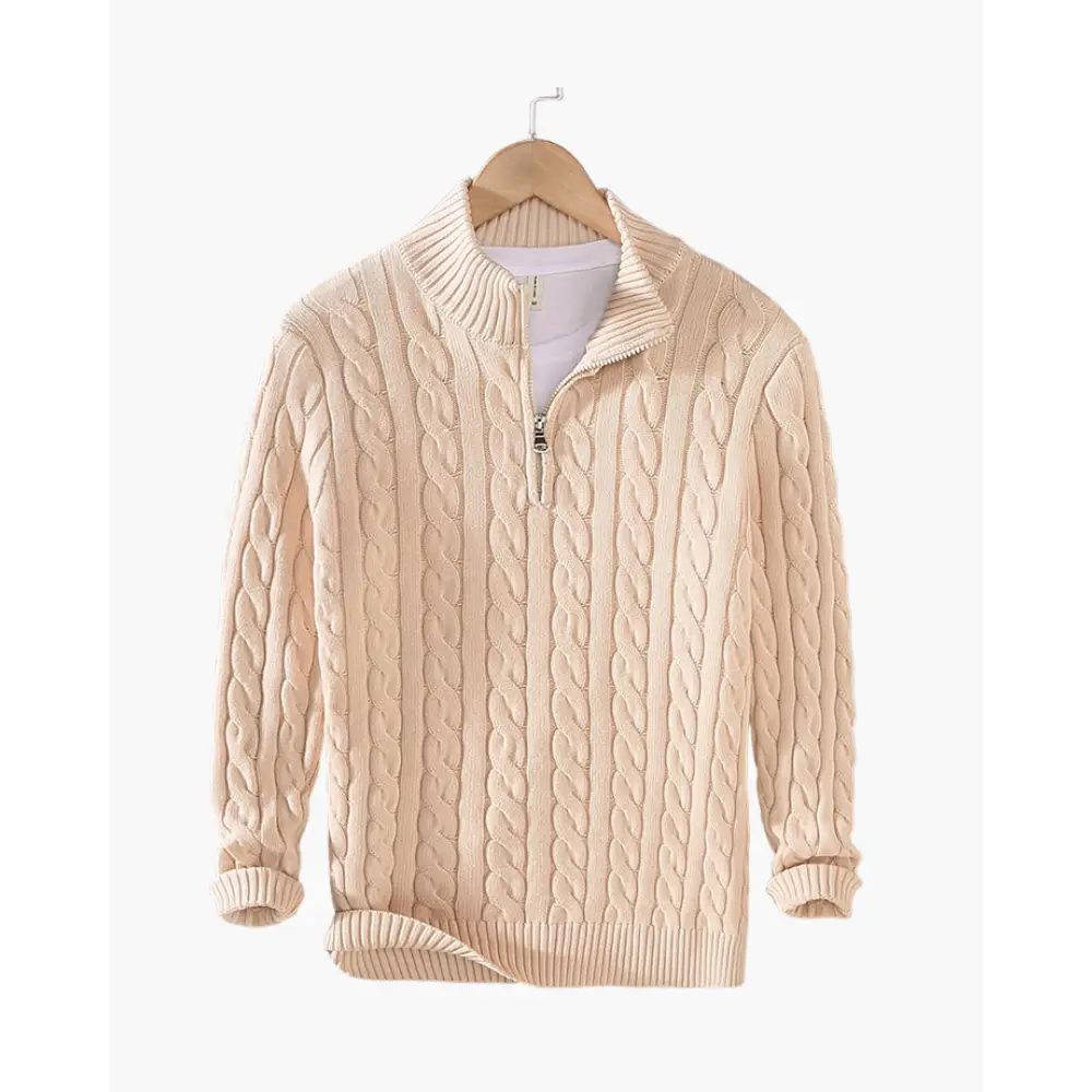 Cable Knit Half-Zip - Beige / S