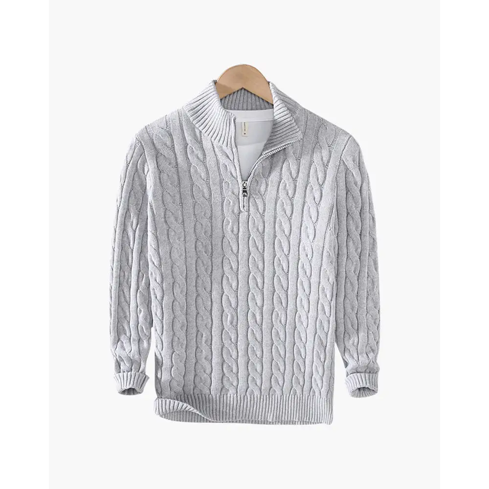 Cable Knit Half-Zip - Gray / S
