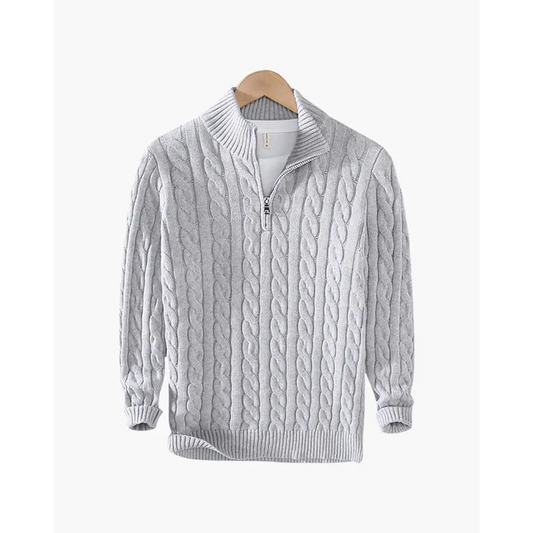 Cable Knit Half-Zip - Gray / S