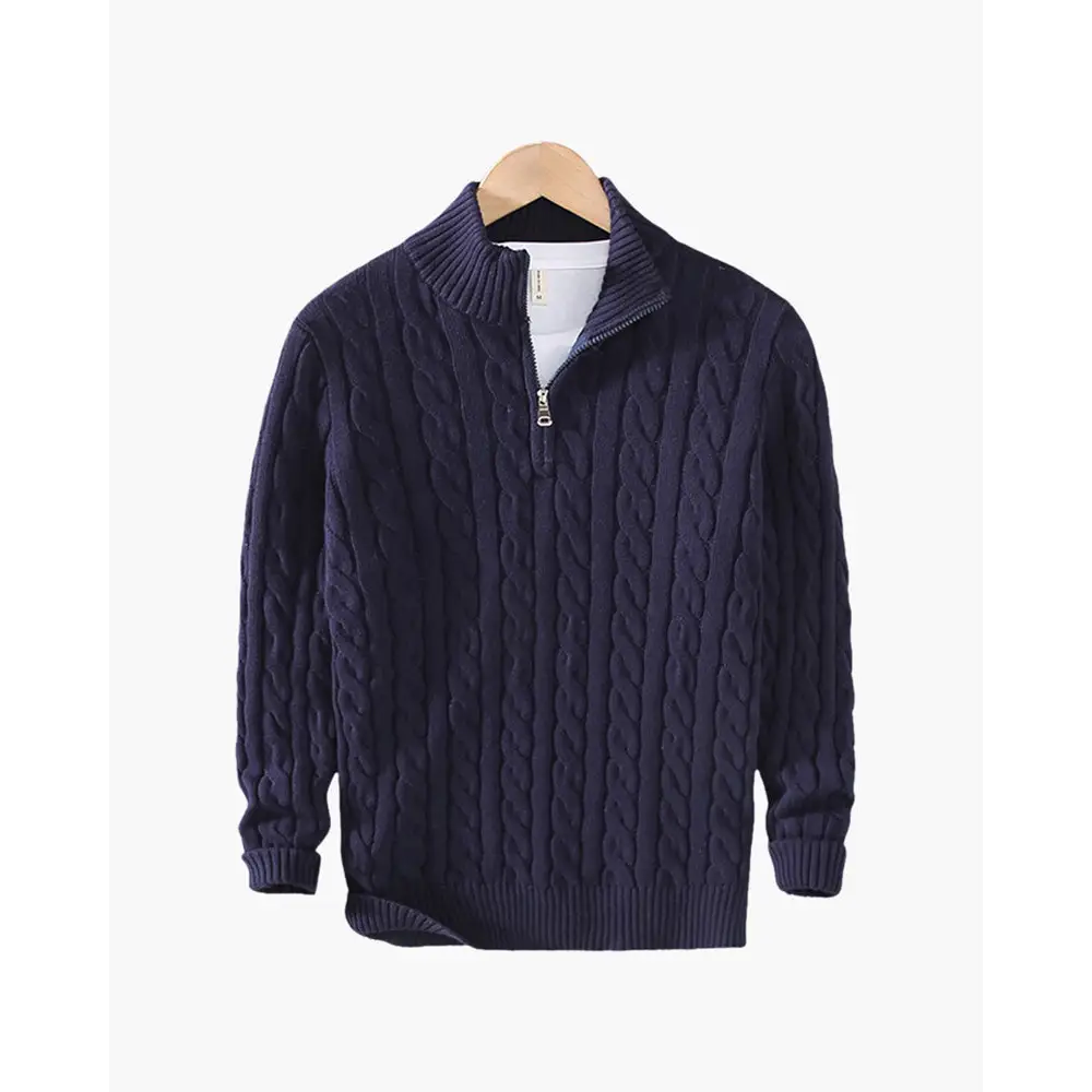 Cable Knit Half-Zip - Marine / S