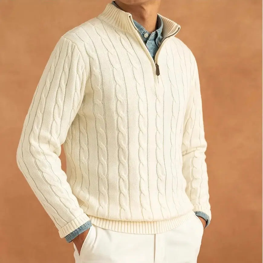 Cable-Knit Quarter-Zip Sweater