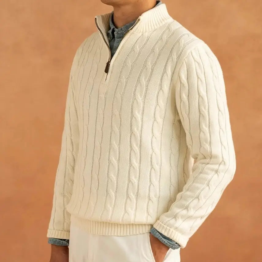 Cable-Knit Quarter-Zip Sweater