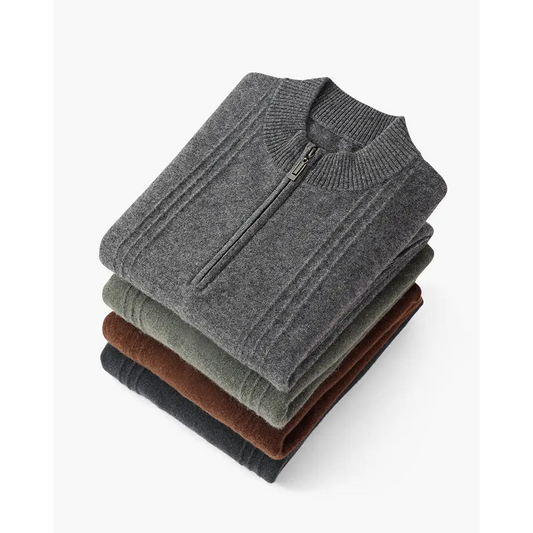 Cashmere Ribbed Half-Zip Sweater