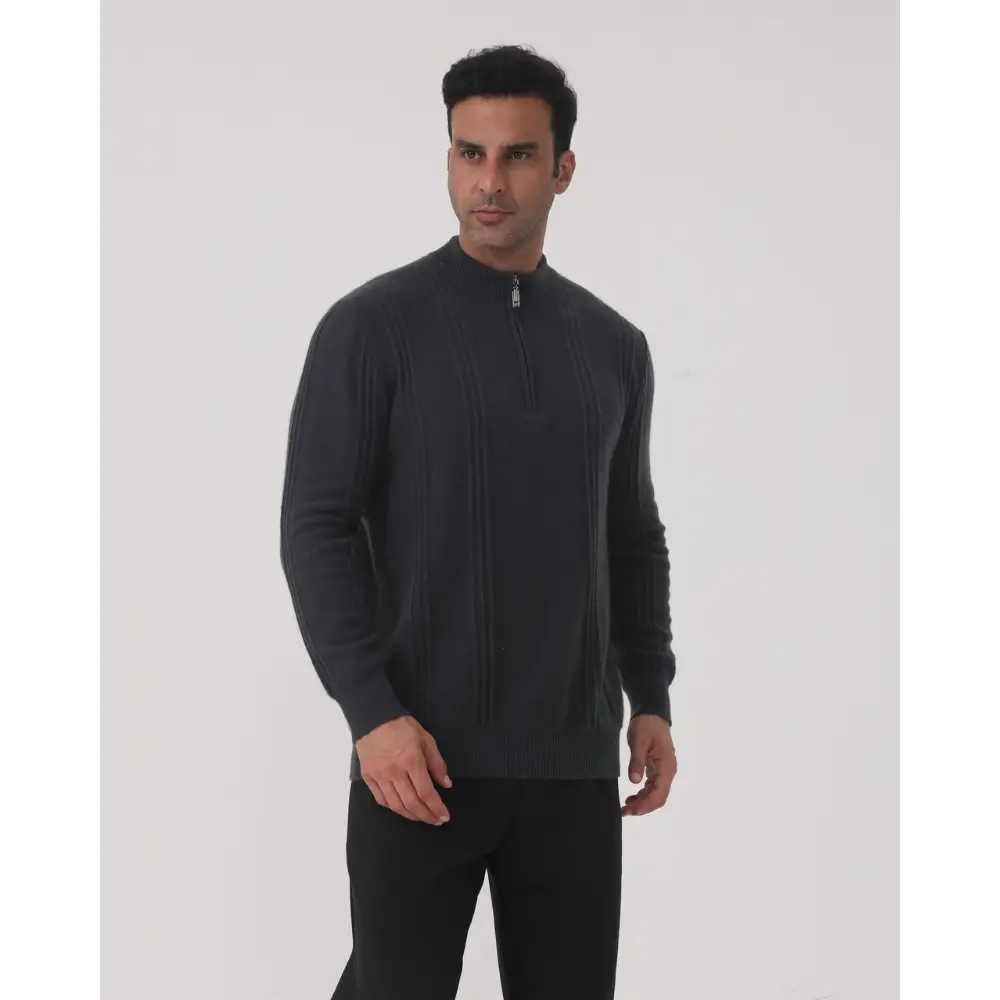 Cashmere Ribbed Half-Zip Sweater