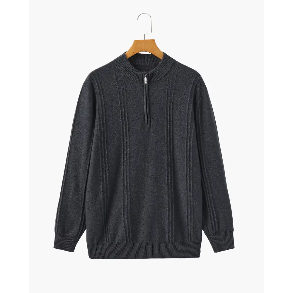 Cashmere Ribbed Half-Zip Sweater - Dark Gray / S