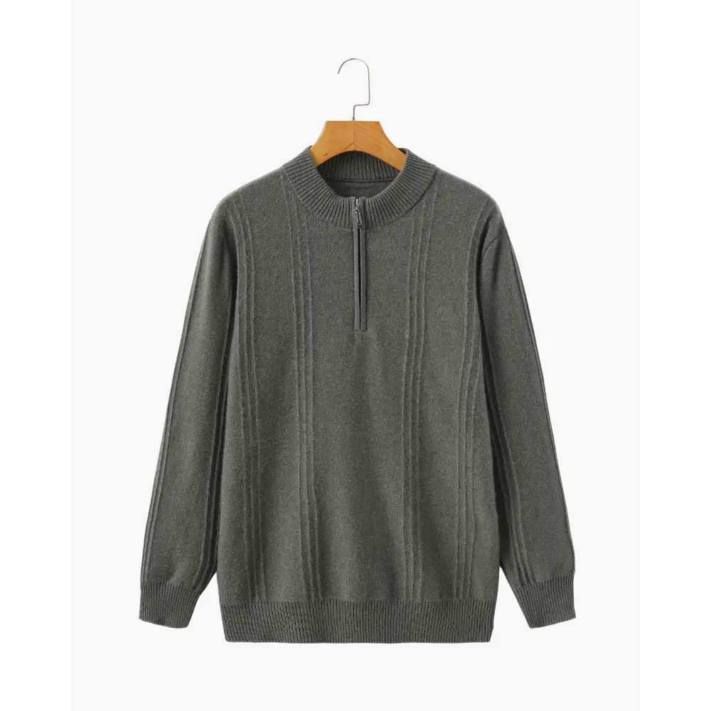 Cashmere Ribbed Half-Zip Sweater - Olive Green / S
