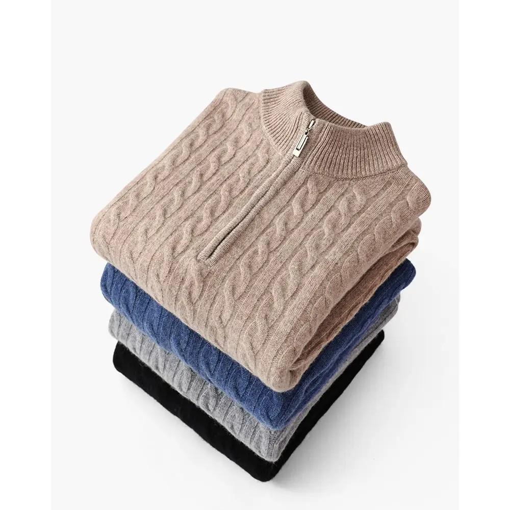 Cashmere Woven Half-Zip Sweater