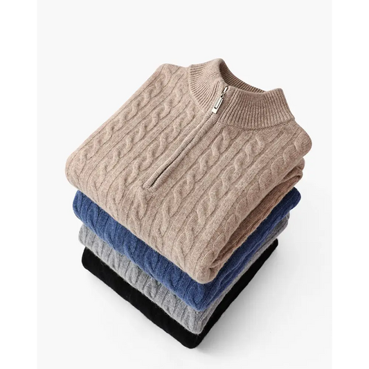 Cashmere Woven Half-Zip Sweater
