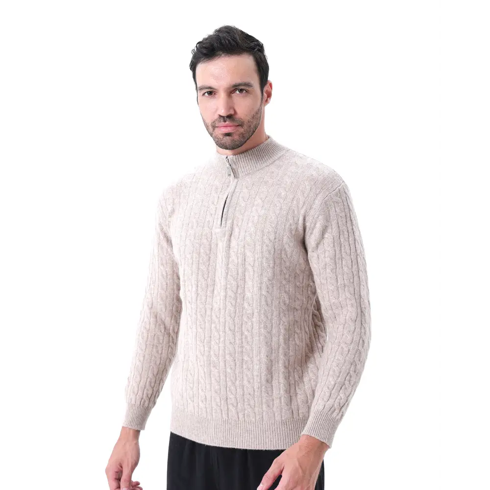 Cashmere Woven Half-Zip Sweater