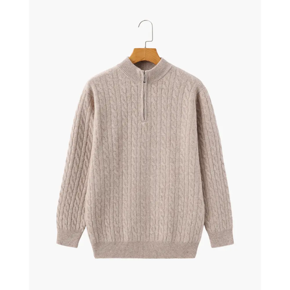 Cashmere Woven Half-Zip Sweater - Beige / S