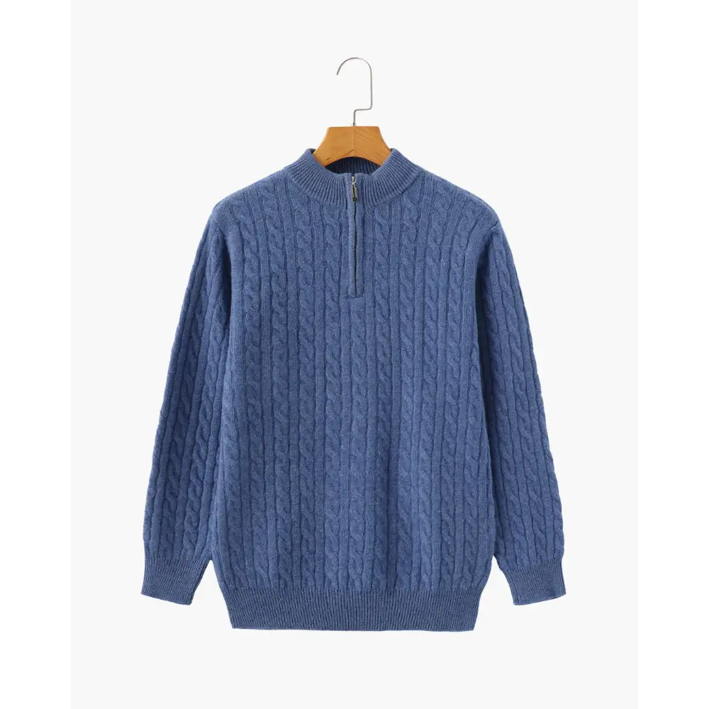 Cashmere Woven Half-Zip Sweater - Blue / S