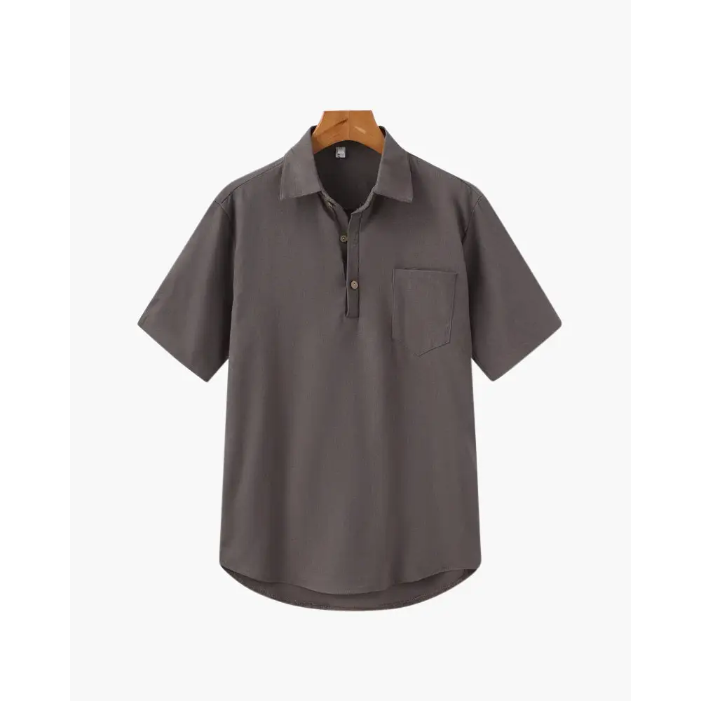 Casual Short Sleeve Linen Shirt - Gray / S