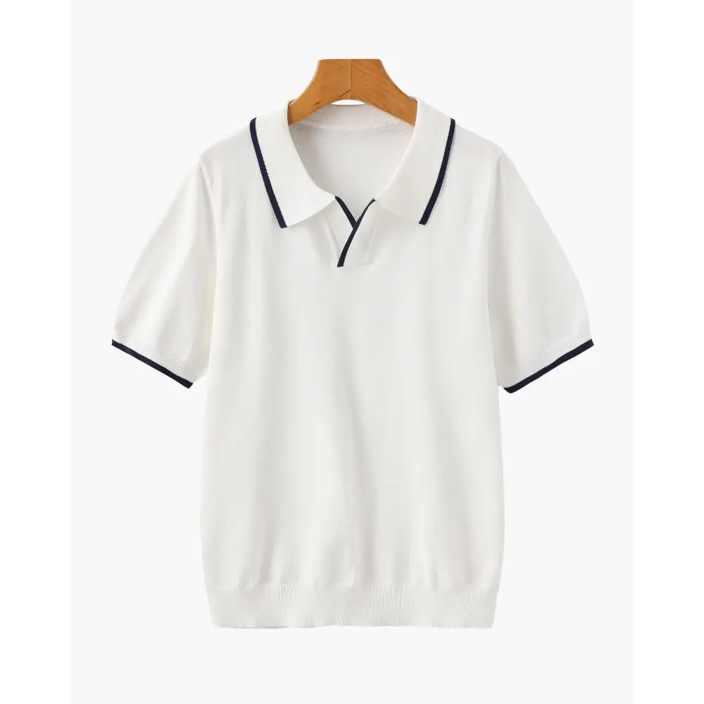 Classic Knit Polo Shirt - White / XS