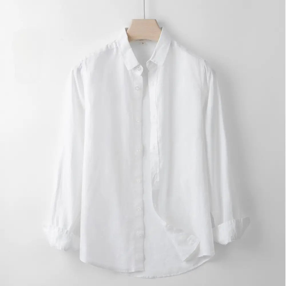 Classic Linen Long Sleeve Shirt - White / XS
