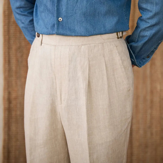 Classic Linen Pleated Trousers