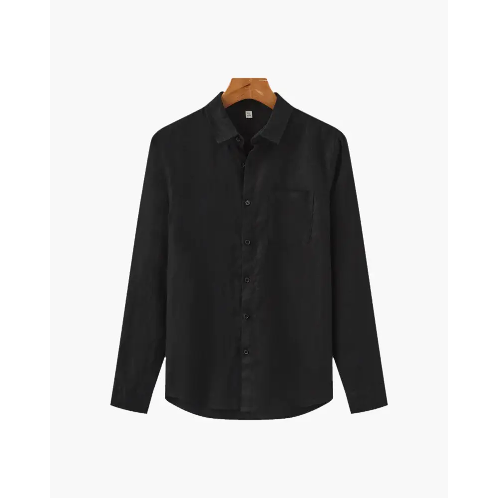 Classic Long Sleeve Linen Shirt - Black / S