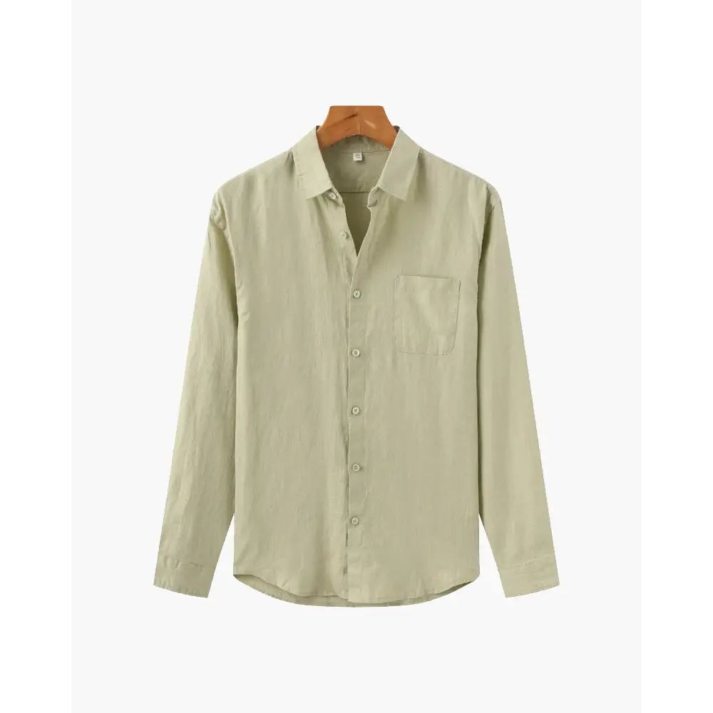 Classic Long Sleeve Linen Shirt - Mint Green / S