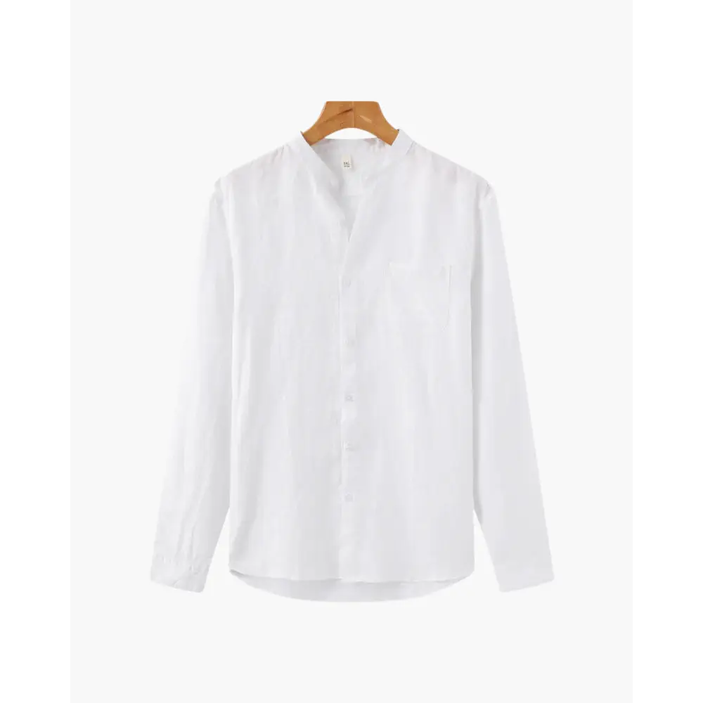 Classic Long Sleeve Linen Shirt - White / S
