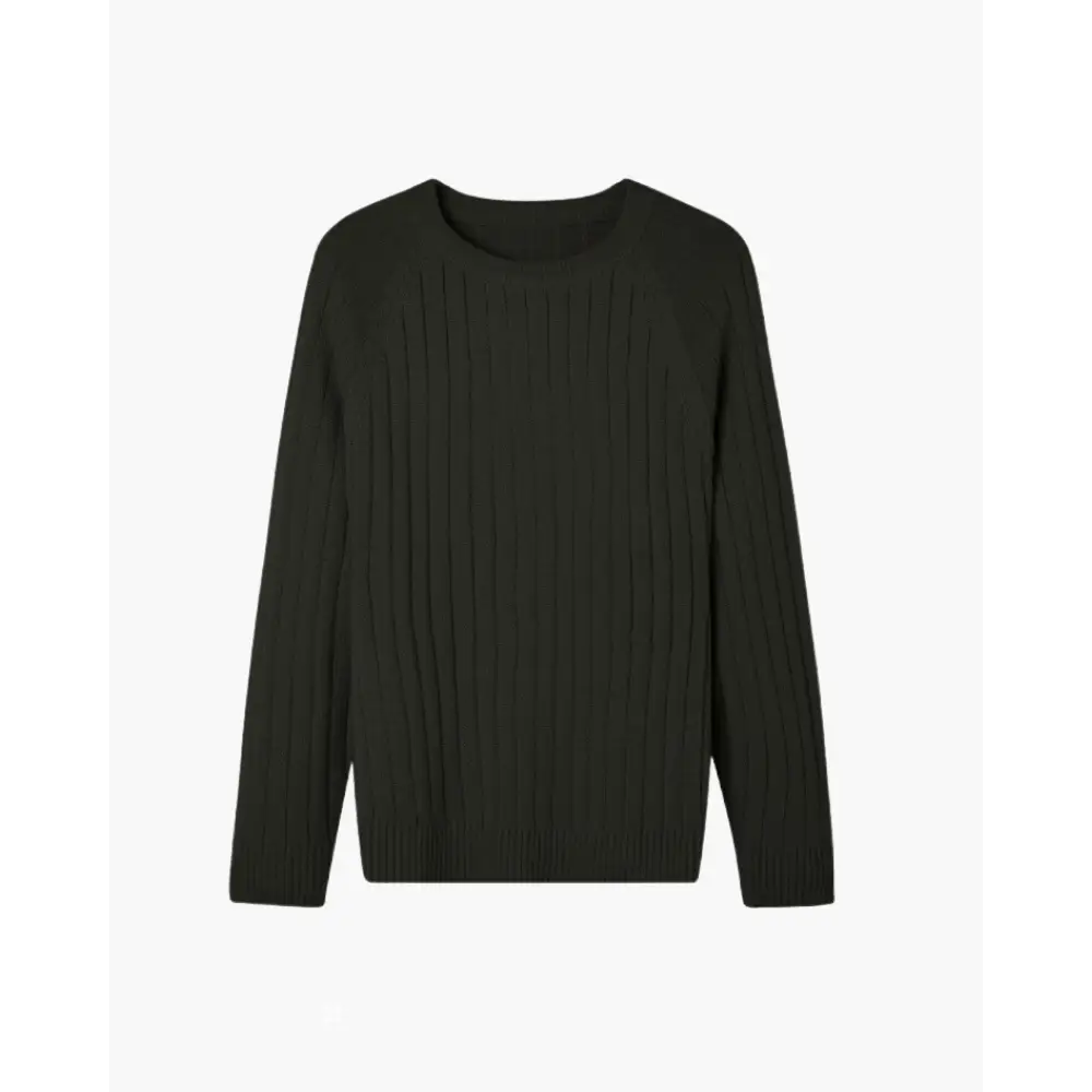 Classic Ribbed Wool Sweater - Black / XS