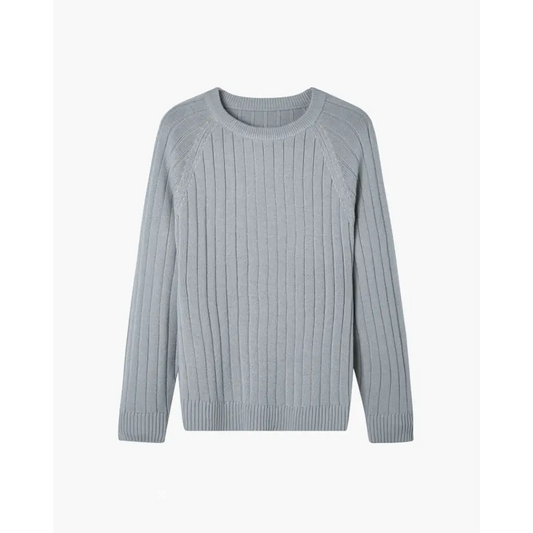 Classic Ribbed Wool Sweater - Gray / XS