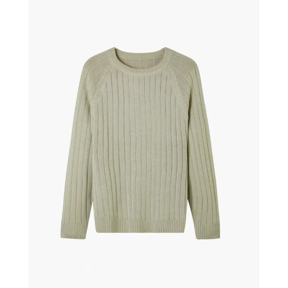 Classic Ribbed Wool Sweater - Green / XS