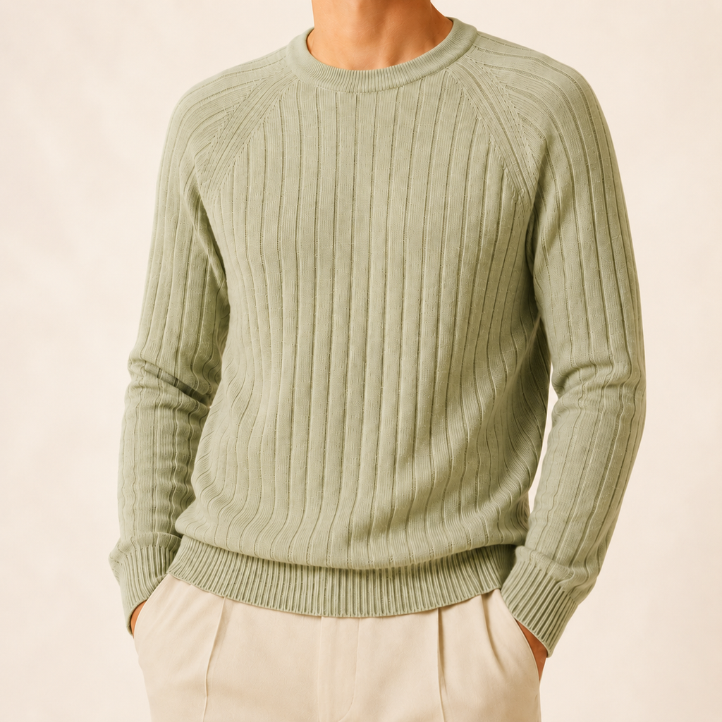 Classic Ribbed Wool Sweater - Green XS
