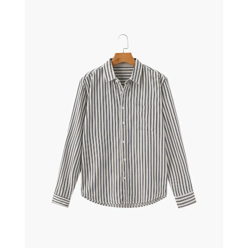 Classic Striped Button-Up Shirt - Blue / S