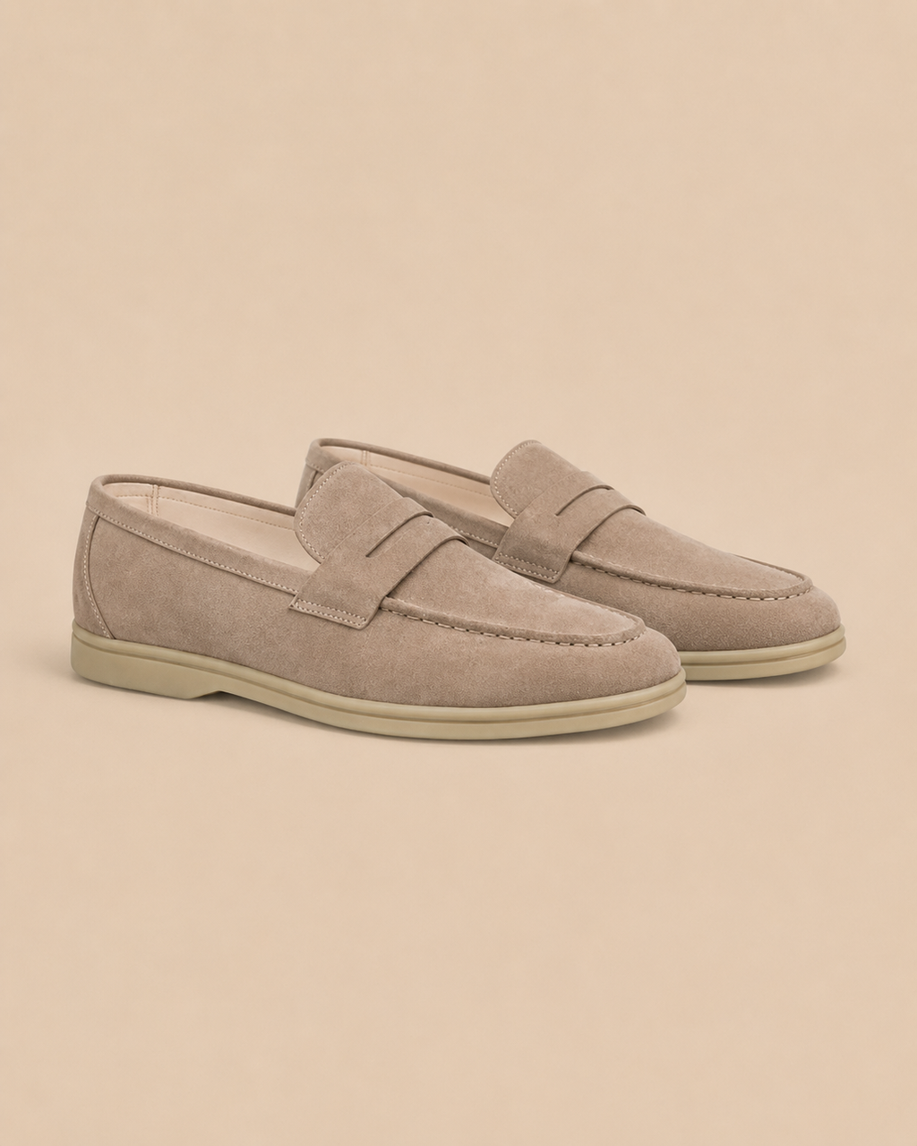 Classic Suede Penny Loafers - Beige 38 / US 5 / UK 4