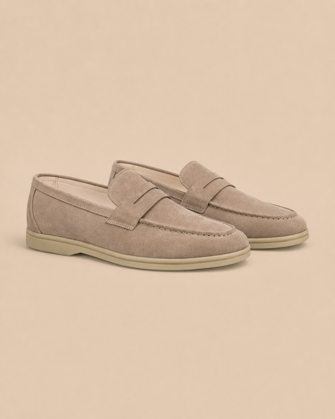 Classic Suede Penny Loafers - Beige 38 / US 5 / UK 4