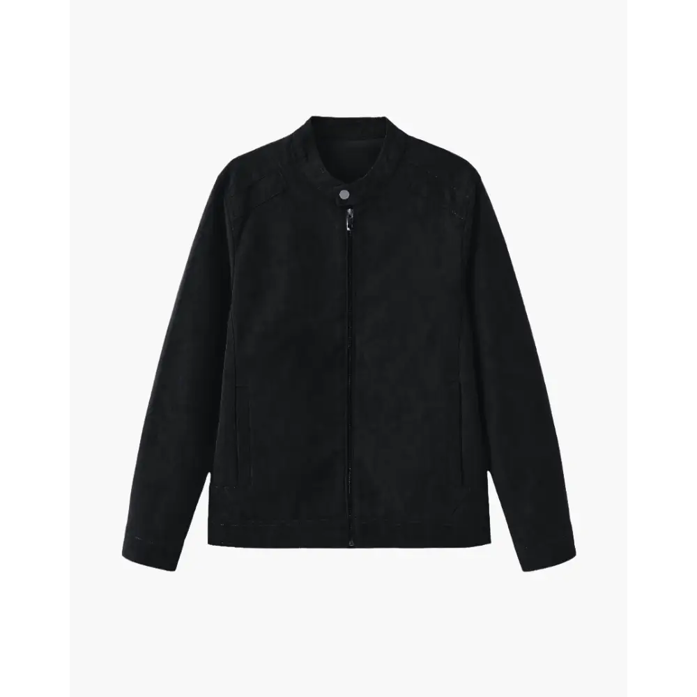 Classic Suede Zip Jacket - Black / S