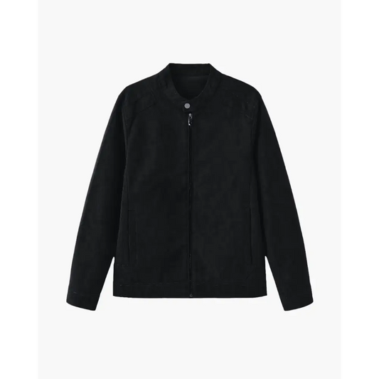 Classic Suede Zip Jacket - Black / S