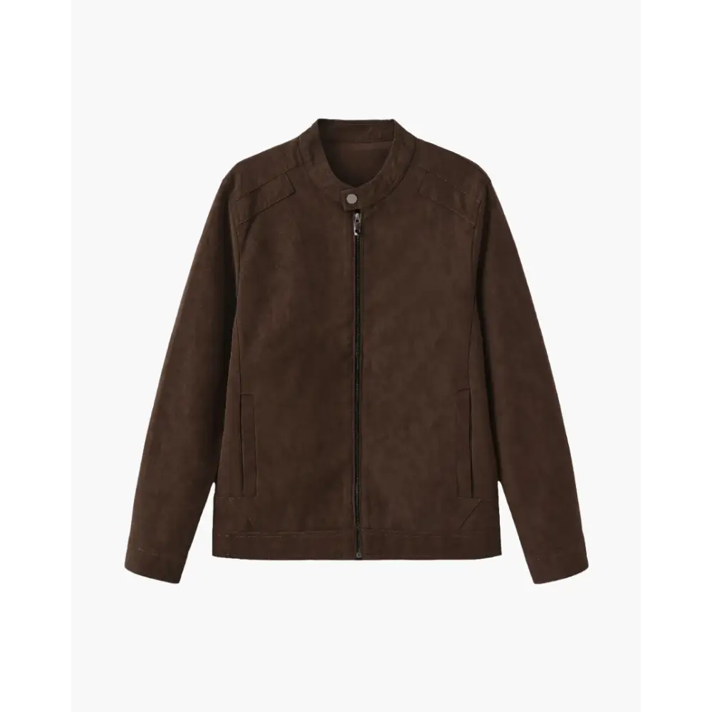 Classic Suede Zip Jacket - Brown / S