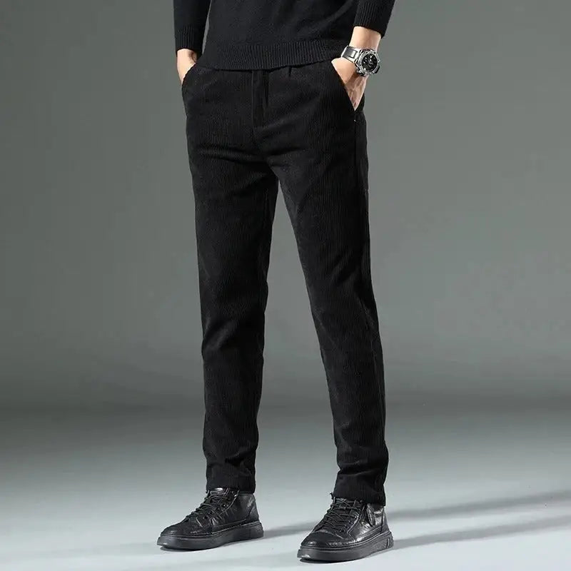 Corduroy Tailored Trousers - Black / 28