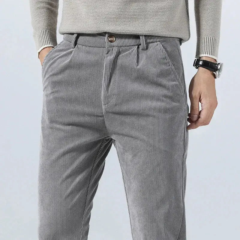 Corduroy Tailored Trousers - Grey / 28