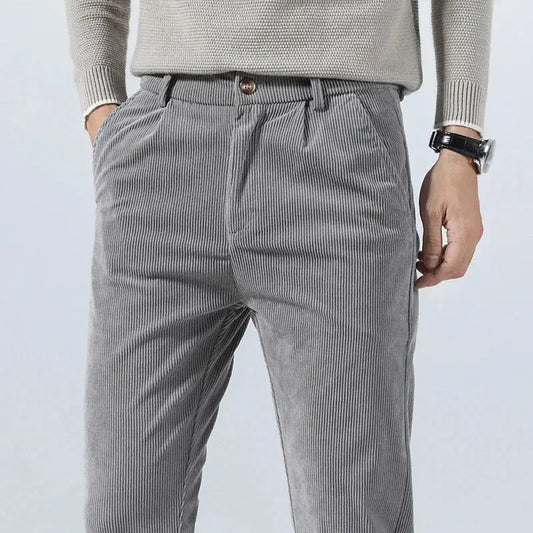 Corduroy Tailored Trousers - Grey / 28
