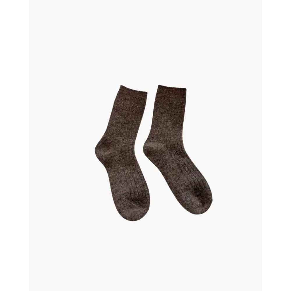 Cozy Wool Knit Socks - Brown / One size