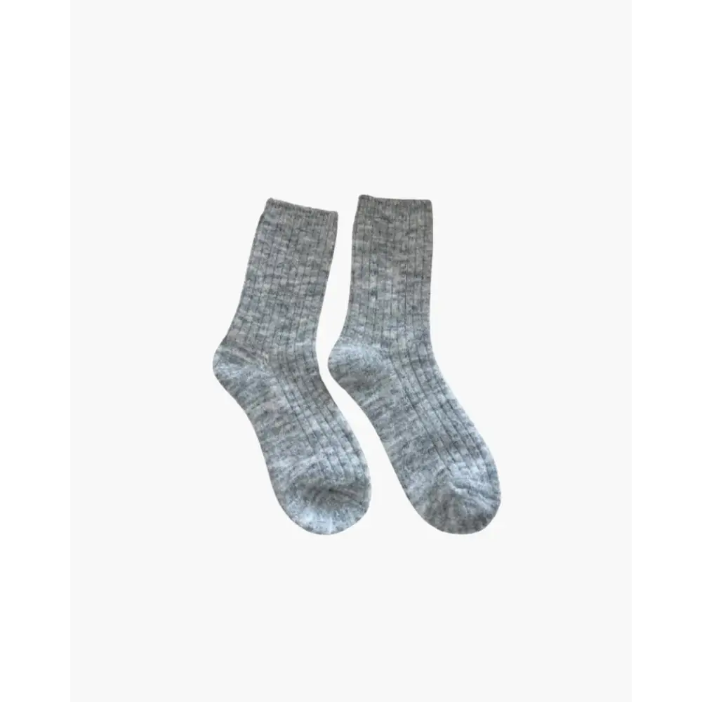 Cozy Wool Knit Socks - Gray / One size