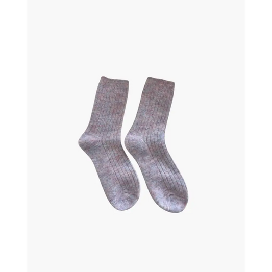 Cozy Wool Knit Socks - Pink / One size