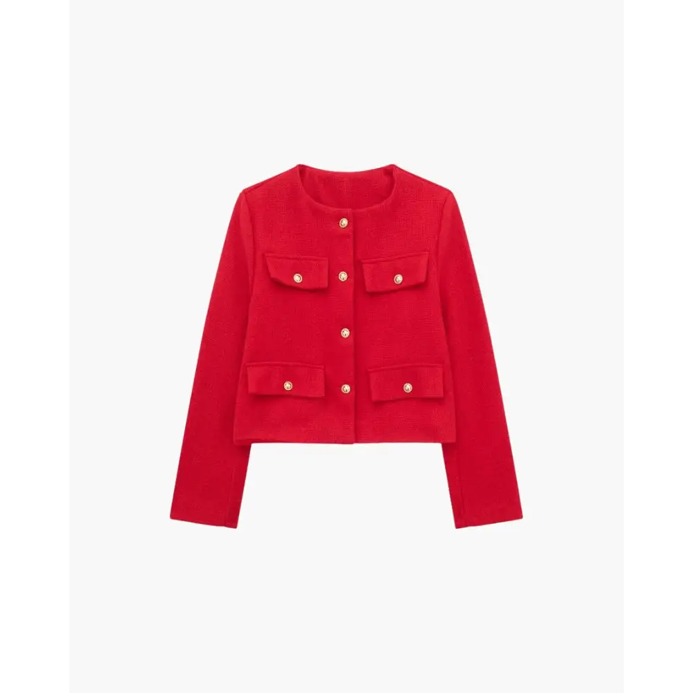 Cropped Tailored Blazer - Red / XS