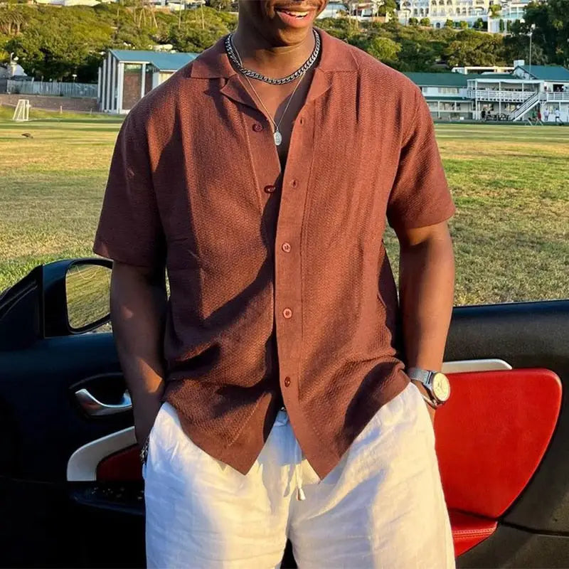 Cuban Collar Linen Shirt